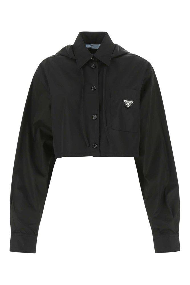 商品Prada|Prada Logo Plaque Cropped Shirt,价格¥9835,第1张图片