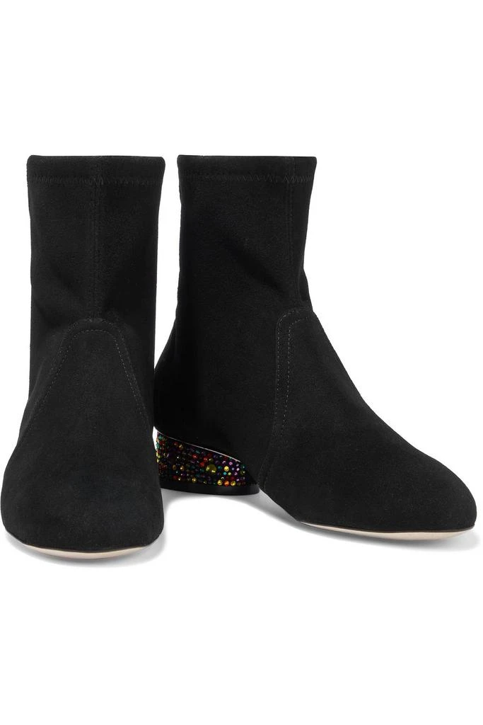 商品Stuart Weitzman|Flash 30 crystal-embellished stretch-suede sock boots,价格¥1457,第2张图片详细描述