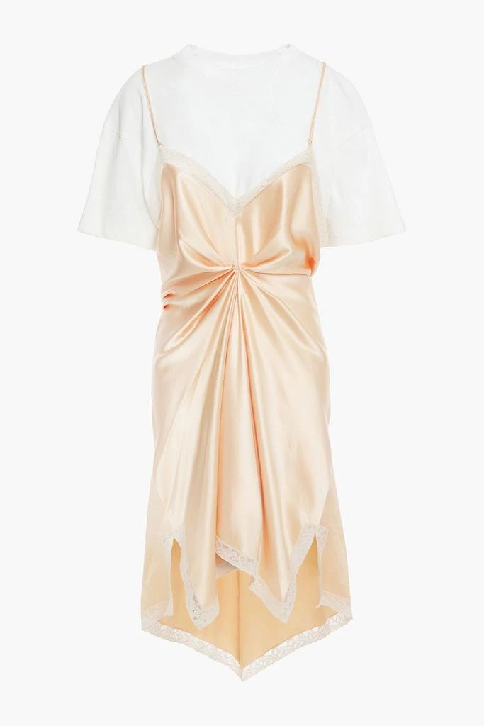 商品Alexander Wang|Asymmetric layered ruched jersey and silk-satin crepe mini dress,价格¥3010,第3张图片详细描述