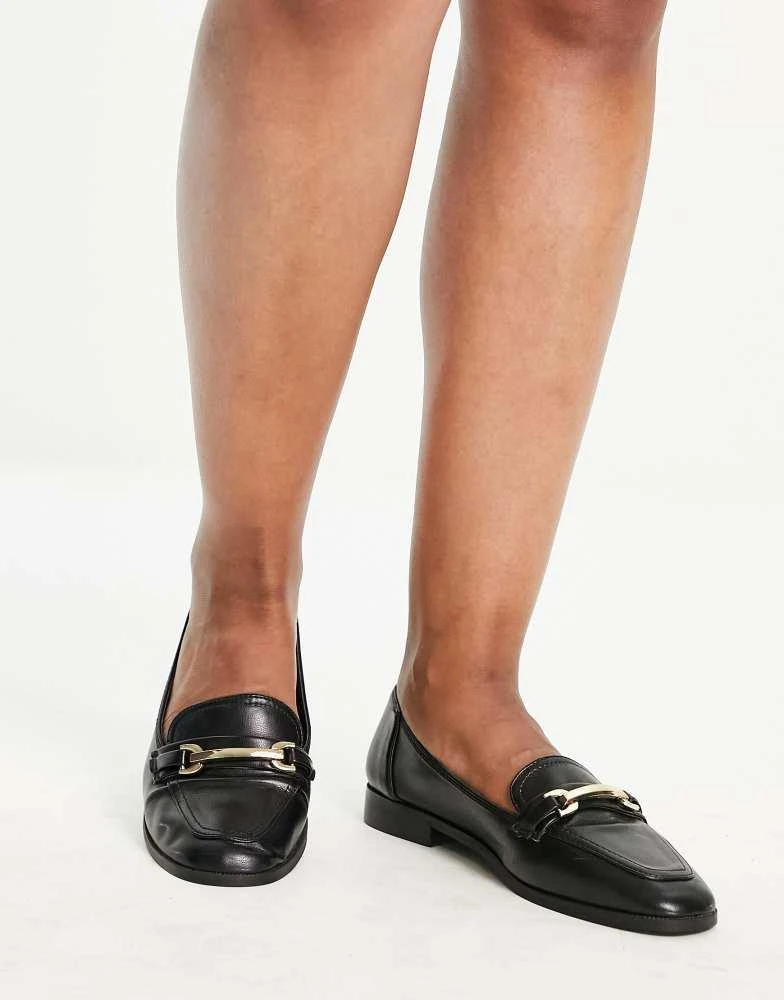 商品ASOS|ASOS DESIGN Wide Fit Verity loafer flat shoes with trim in black,价格¥206,第4张图片详细描述
