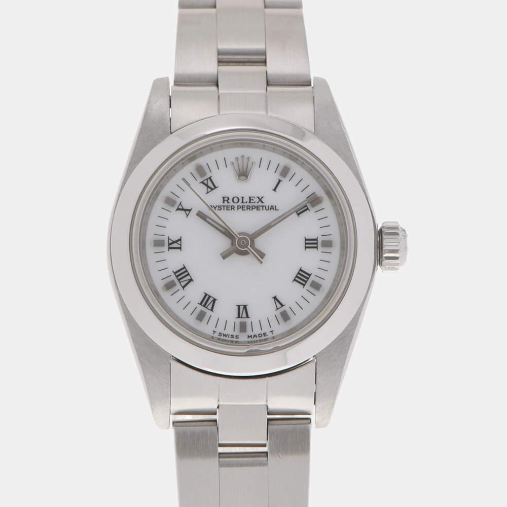 Rolex White Stainless Steel Oyster Perpetual 76080  Automatic Women's Wristwatch 24 mm商品第1张图片规格展示