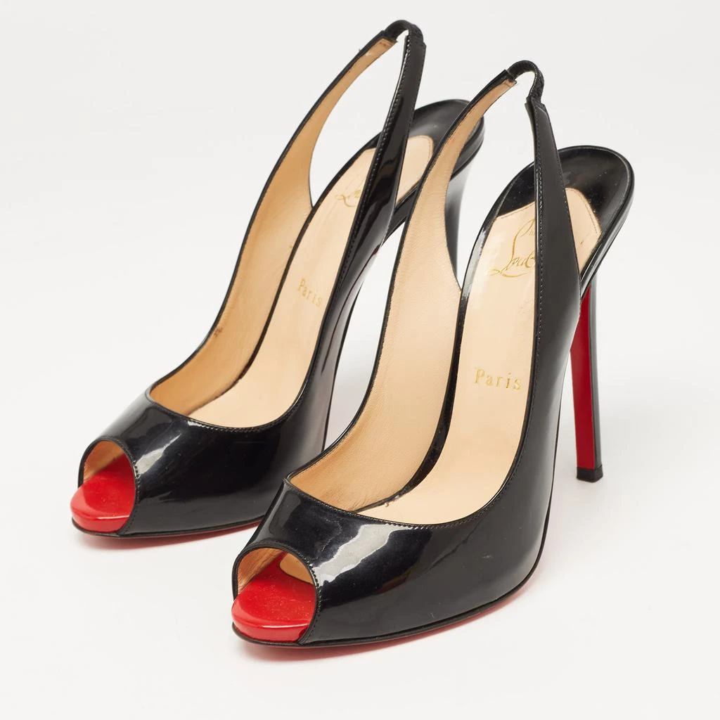 商品[二手商品] Christian Louboutin|Christian Louboutin Black Patent Leather Flo Slingback Pumps Size 39,价格¥3243,第2张图片详细描述