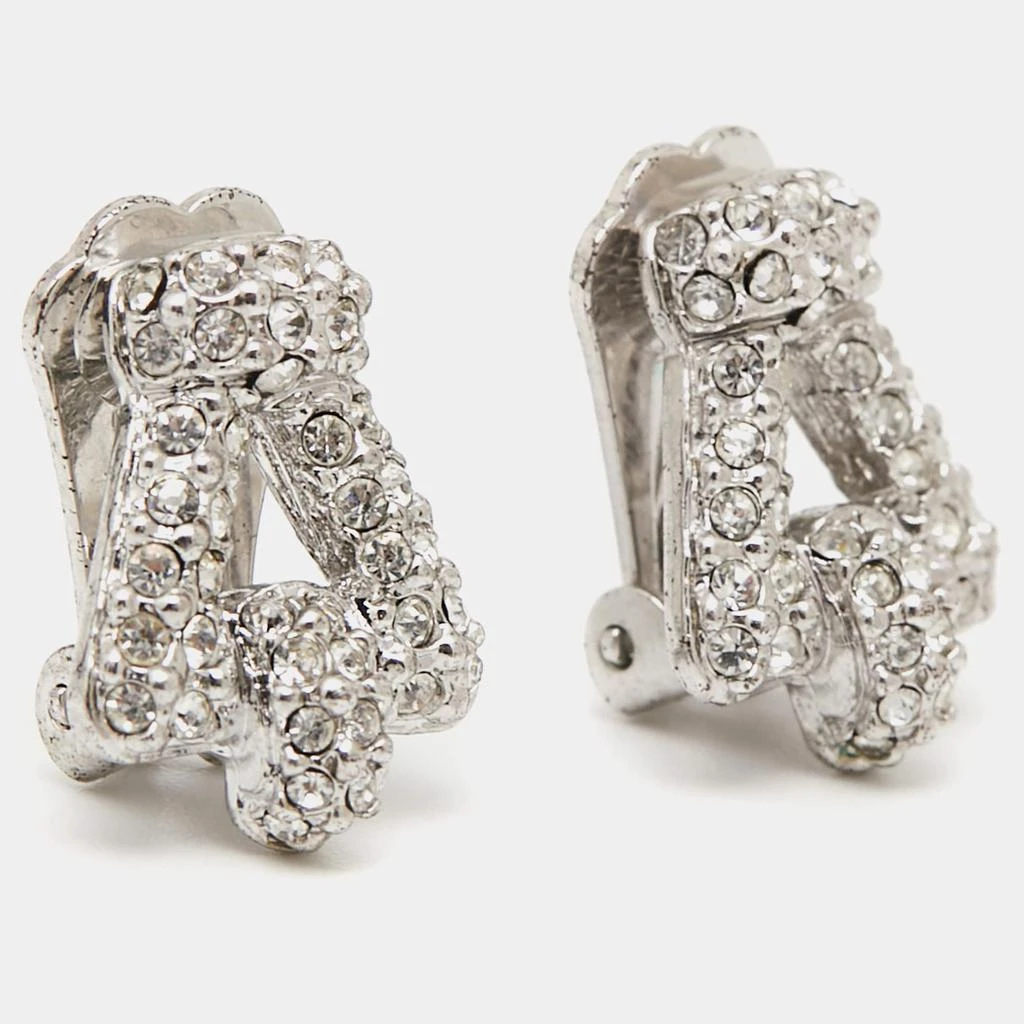 商品[二手商品] Dior|Dior CD Crystals SIlver Tone Metal Clip On Earrings,价格¥1421,第2张图片详细描述