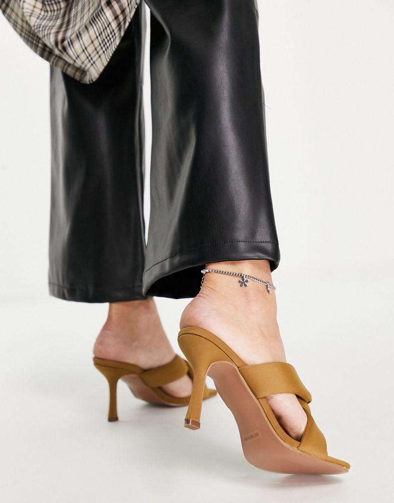 Topshop Neeve padded cross over heeled sandal in brown商品第3张图片规格展示