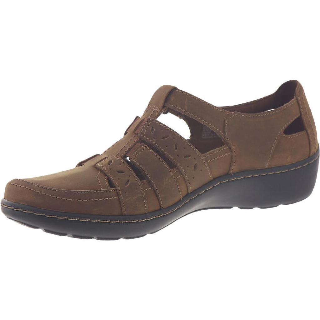 商品Clarks|Clarks Womens Cora River Leather Cut-out Wedge Sandals,价格¥259-¥407,第6张图片详细描述