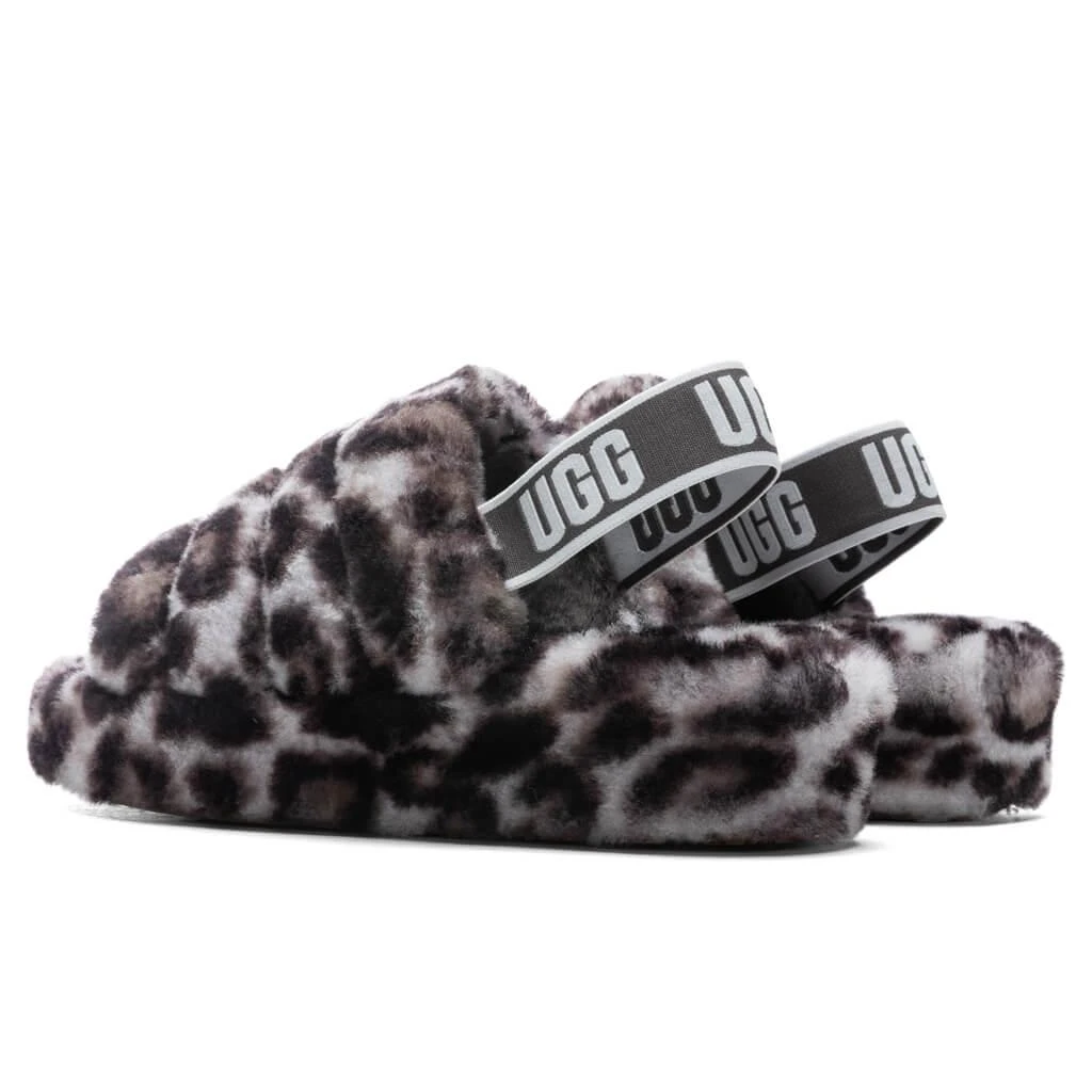 商品UGG|UGG Women's Fluff Yeah Slide Panther Print - Stormy Grey,价格¥418,第3张图片详细描述