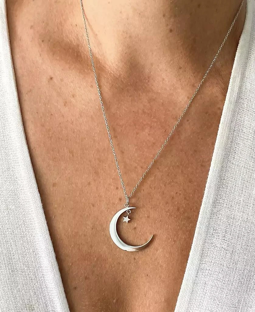 商品ADORNIA|Silver-Tone Hanging Moon & Star Pendant Necklace, 16" + 2" extender,价格¥187,第2张图片详细描述