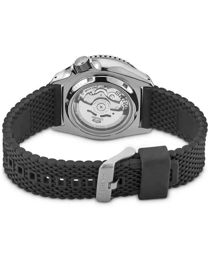 商品Seiko|Men's Automatic 5 Sports Black Silicone Strap Watch 43mm,价格¥2419,第3张图片详细描述