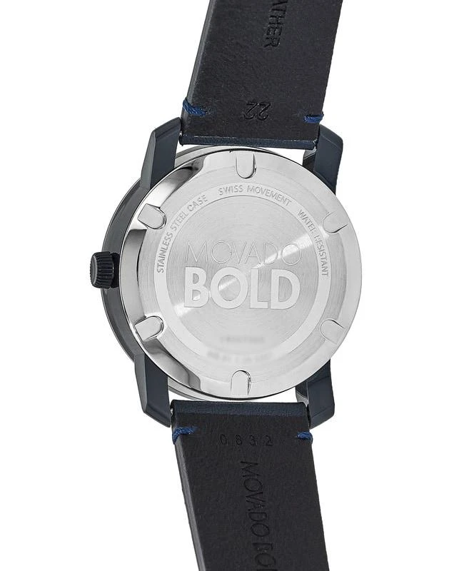 商品Movado|Movado Bold Blue Dial 42mm Leather Strap Men's Watch 3600370,价格¥1492,第3张图片详细描述