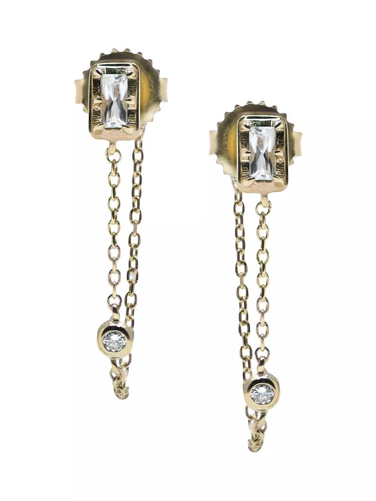 商品Anzie|Cléo 14K Yellow Gold, Clear Topaz & 0.06 TCW Diamond Chain Earrings,价格¥5621,第1张图片