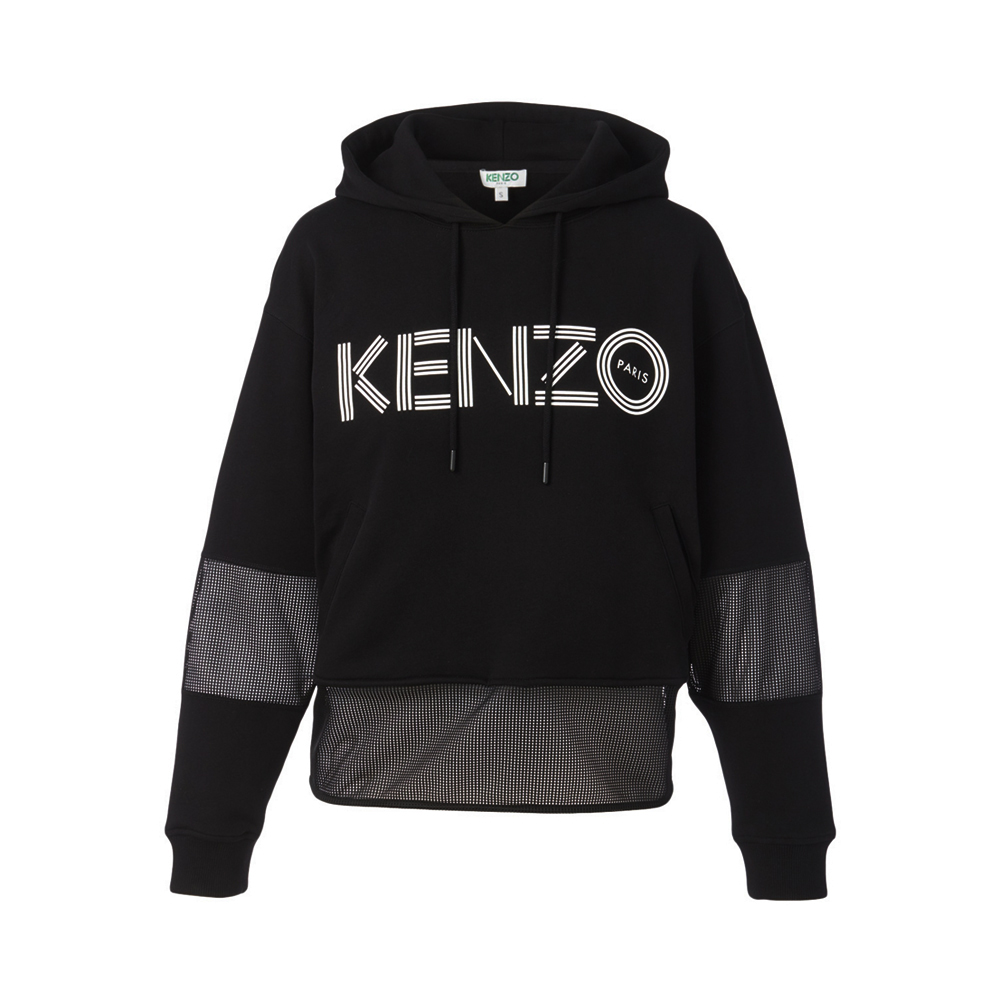 KENZO 女士黑色棉质网眼细节连帽卫衣 FA52SW865952-99商品第2张图片规格展示