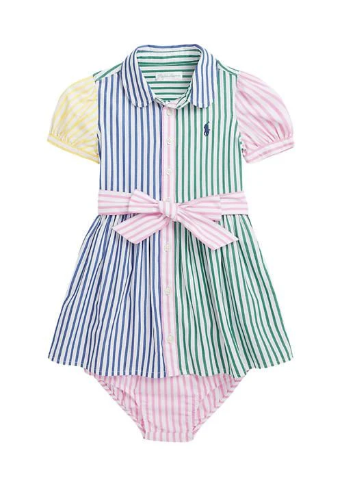 商品Ralph Lauren|Lauren Childrenswear Baby Girls Striped Cotton Fun Shirtdress Bloomer,价格¥247,第1张图片