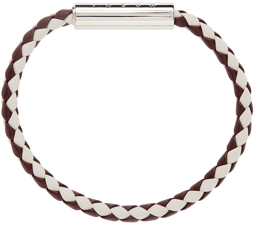 White & Burgundy Braided Bracelet商品第2张图片规格展示