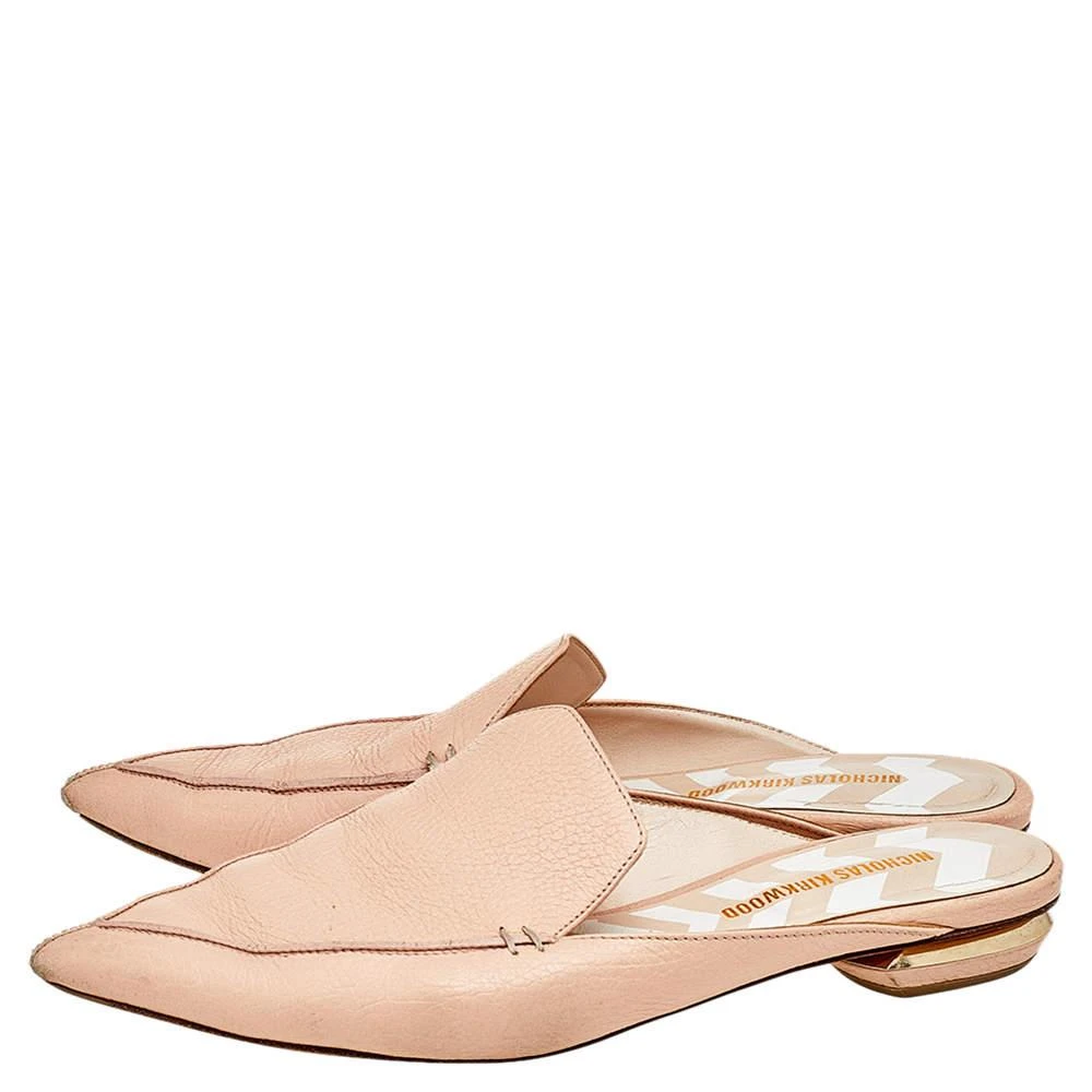 商品[二手商品] Nicholas Kirkwood|Nicholas Kirkwood Cream Leather Pointed Toe Beya Flat Mule Sandals Size 39.5,价格¥1194,第4张图片详细描述