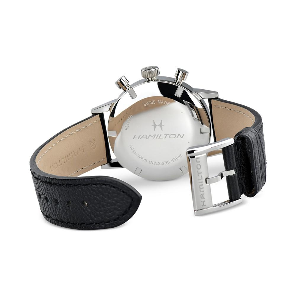 Men's Swiss Intra-Matic Chronograph H Black Leather Strap Watch 40mm商品第4张图片规格展示