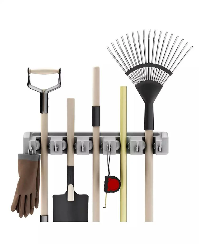 商品Trademark Global|Shovel, Rake and Tool Holder with Hooks - Wall Mounted Organizer by Stalwart,价格¥195,第1张图片