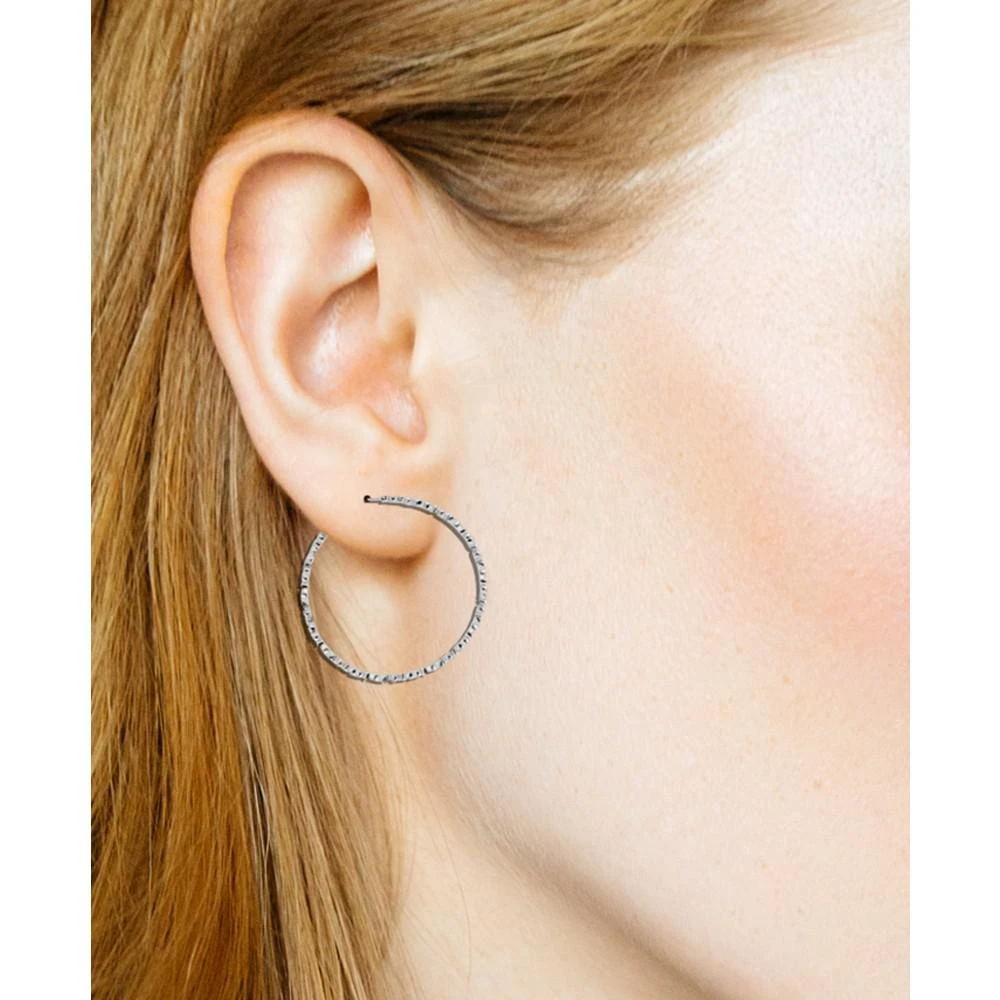 商品Essentials|Butterfly and Flower C Hoop Earring with Cubic Zirconia Accents in Silver Plated,价格¥297,第2张图片详细描述