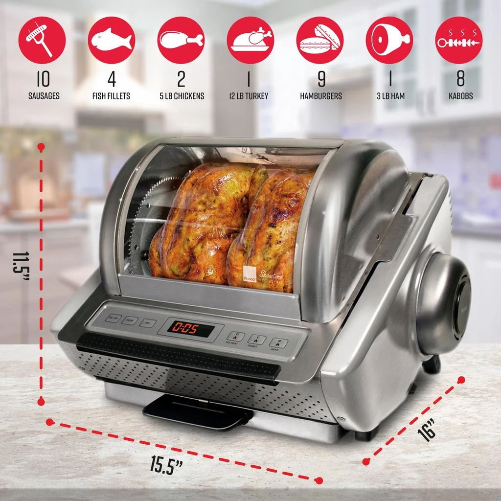 商品Ronco|Ronco EZ-Store Rotisserie Oven, Large Capacity (15lbs) Countertop Oven, Multi-Purpose Basket for Versatile Cooking,价格¥1231,第3张图片详细描述