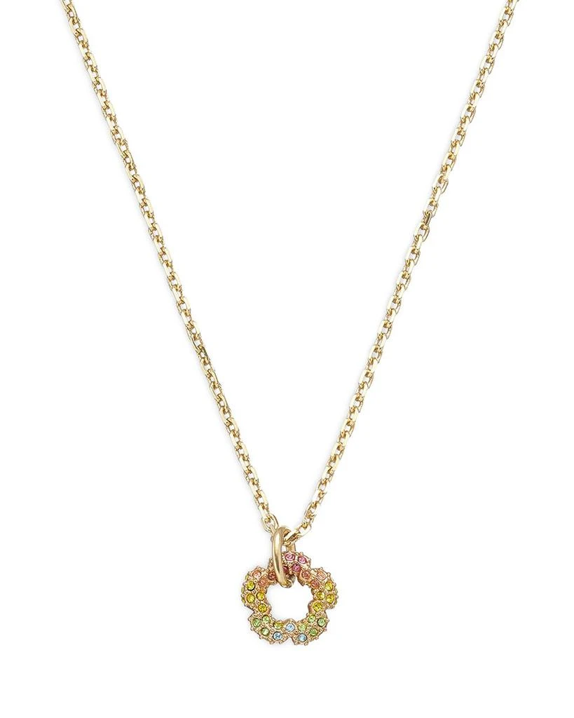 商品Coach|Signature Tea Rose Multicolor Crystal Open Flower Pendant Necklace in Gold Tone, 16"-18",价格¥712,第1张图片