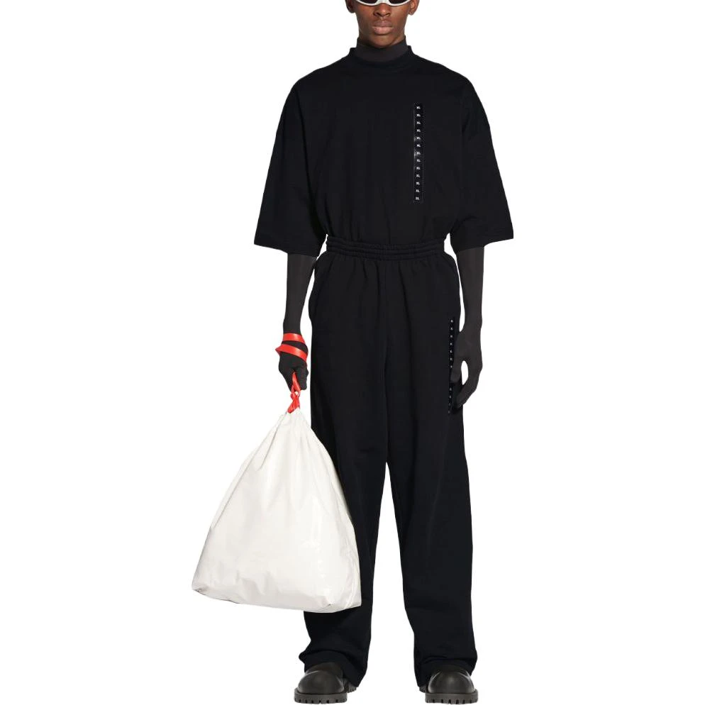 商品[国内直发] Balenciaga|巴黎世家 SS23 纯色休闲松紧阔腿针织运动裤 宽松版型 男款 黑色,价格¥3952,第3张图片详细描述