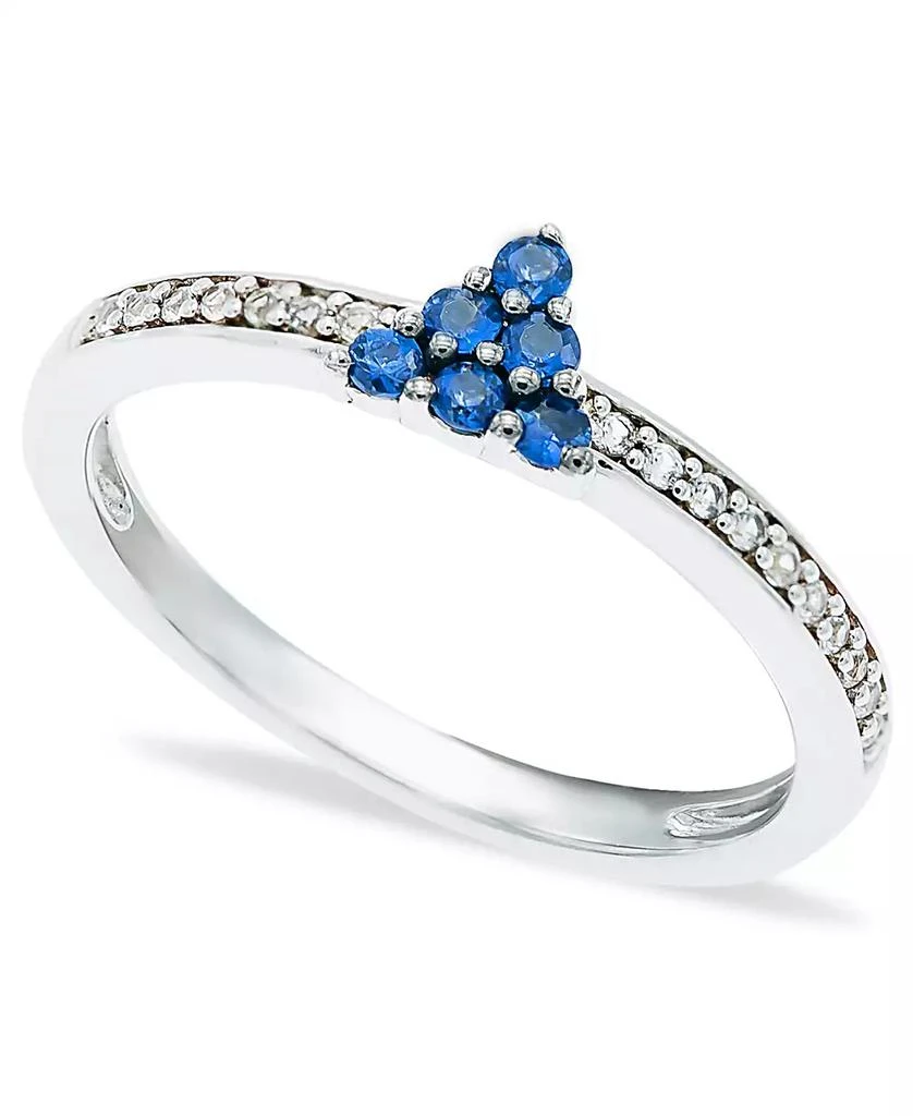 商品Macy's|Blue Sapphire (1/4 ct. t.w.) Diamond (1/20 ct. t.w.) Stackable ring  in Sterling Silver,价格¥468,第1张图片