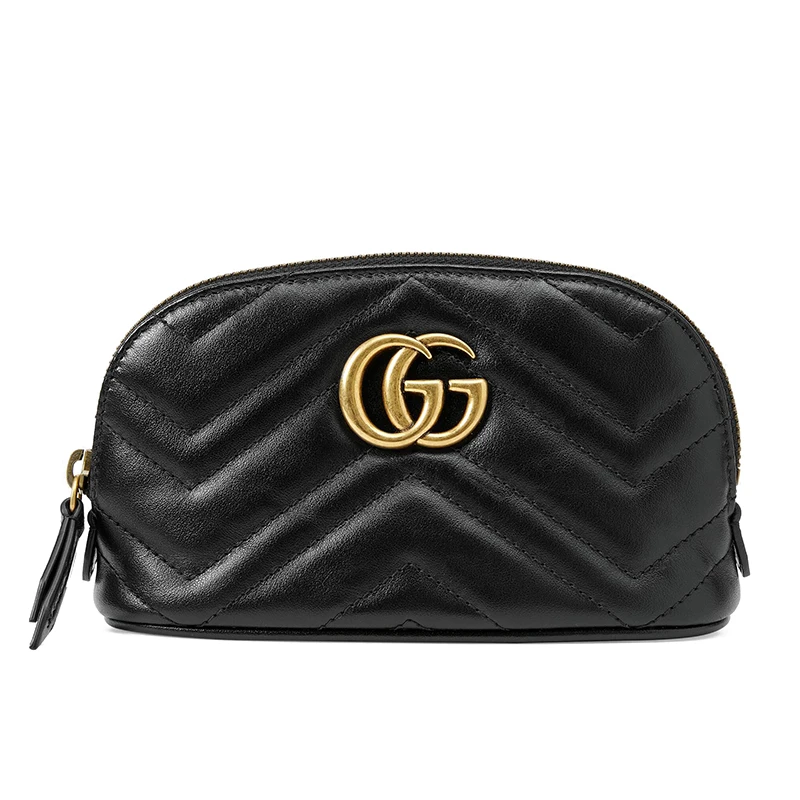 GUCCI/古驰 GG Marmont系列 女士黑色小牛皮Y型绗缝拼接GG标志手拿包 625544DTDHT1000 商品