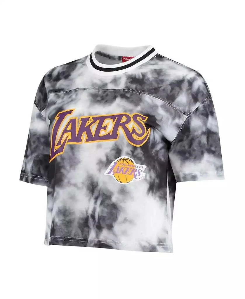 商品Mitchell and Ness|Women's Black and White Los Angeles Lakers Hardwood Classics Tie-Dye Cropped T-shirt,价格¥522,第3张图片详细描述