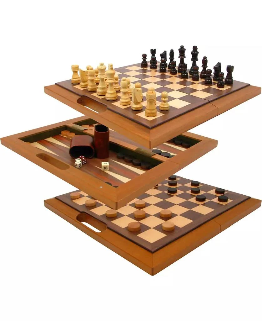 商品Trademark Global|Trademark Games Deluxe Wooden 3-In-1 Chess, Backgammon Checker Set,价格¥540,第2张图片详细描述