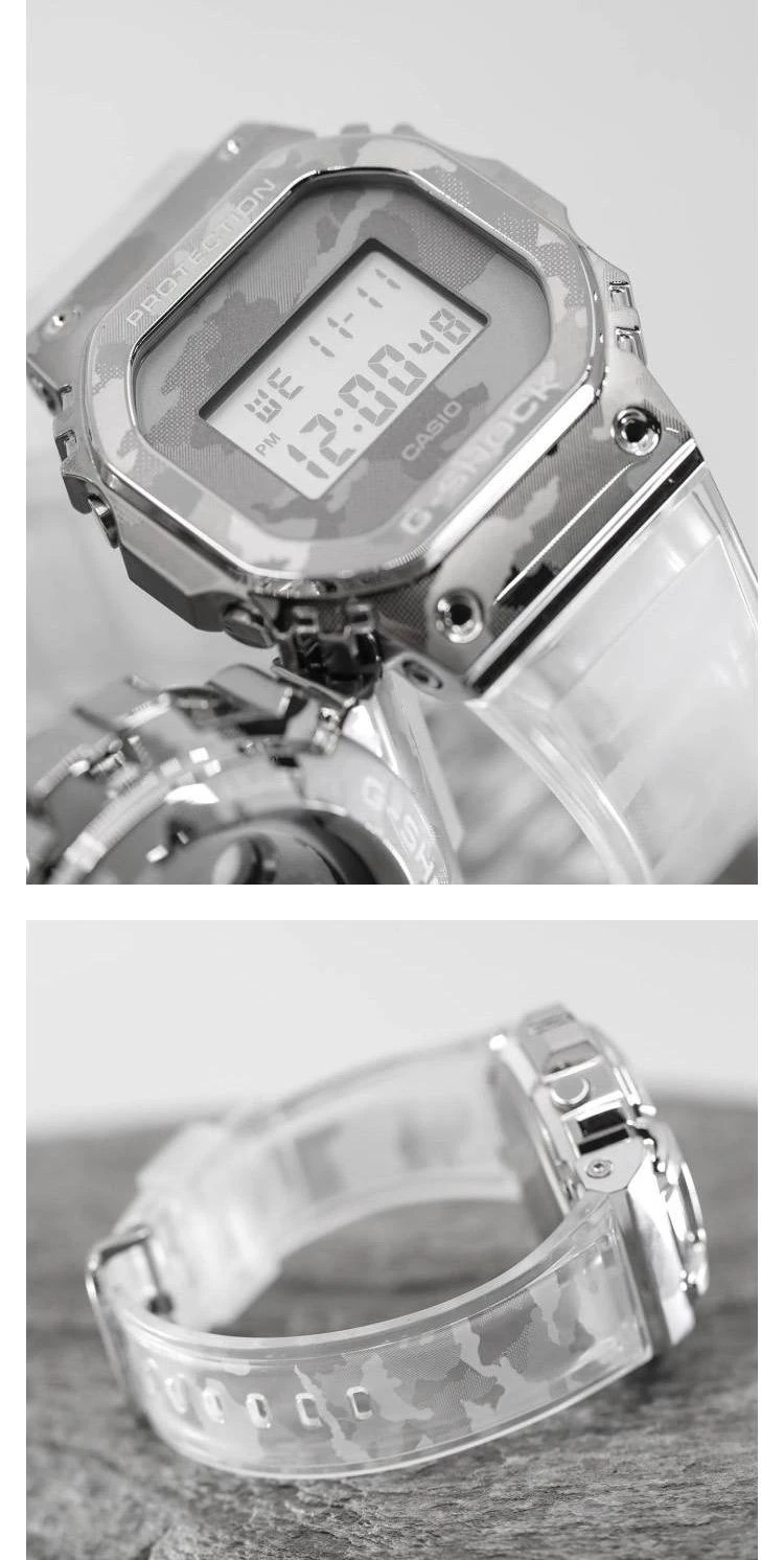 商品Casio|CASIO卡西欧手表 G-SHOCK冰酷迷彩金属表圈/银 GM-5600SCM-1,价格¥1665,第4张图片详细描述