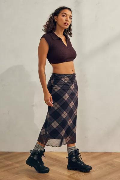 UO Classic Check Mesh Midi Skirt商品第3张图片规格展示