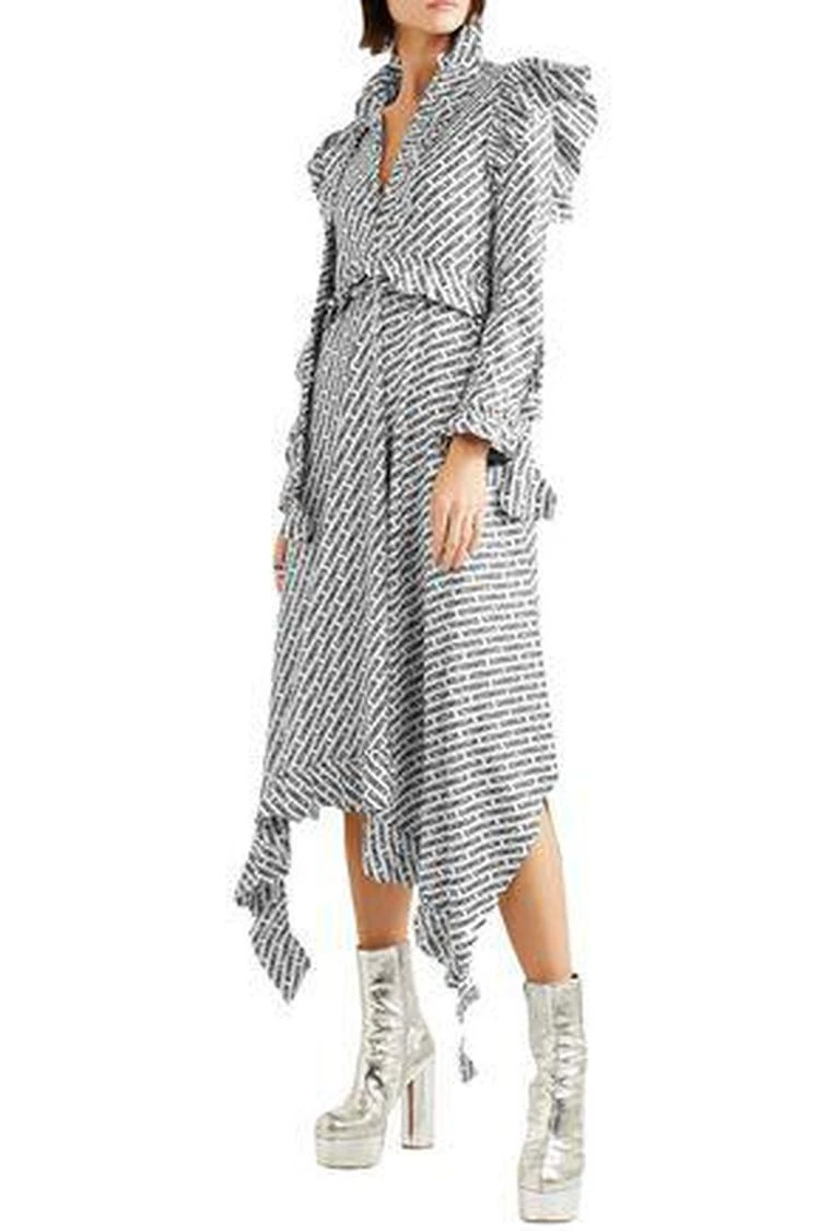 商品Vetements|Ruffled printed jersey dress,价格¥5551,第2张图片详细描述