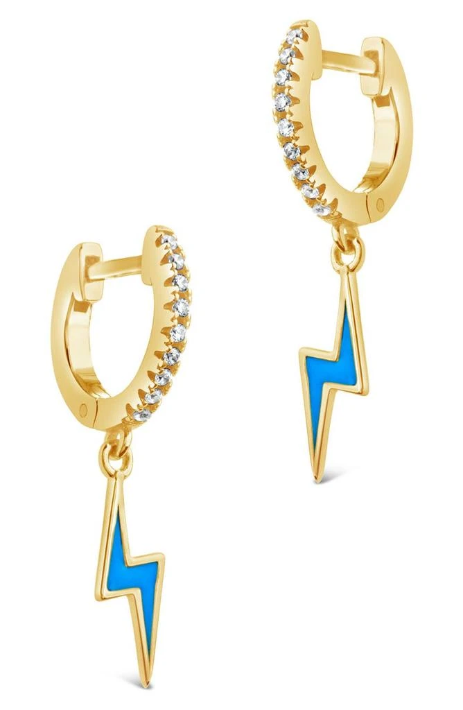 商品Sterling Forever|Lightning Bolt Charm CZ Huggie Hoop Earrings,价格¥107,第2张图片详细描述