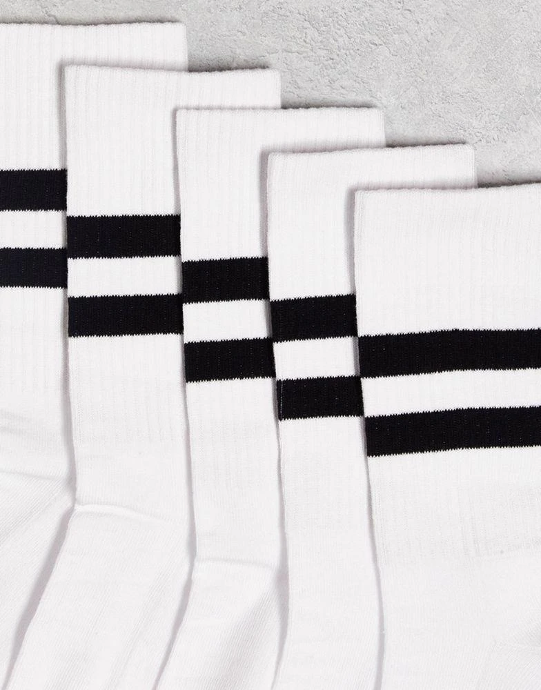 商品ASOS|ASOS DESIGN 5 pack sport socks in white with black stripe,价格¥159,第3张图片详细描述