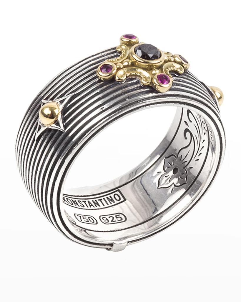 商品Konstantino|Delos Black Diamond & Ruby Cigar Band Ring, Size 7,价格¥3841,第1张图片