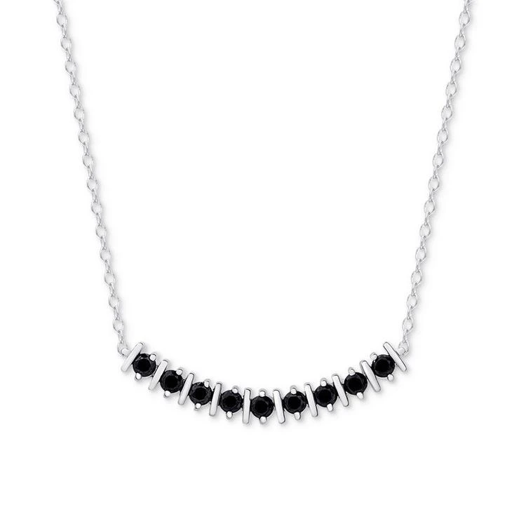 商品Macy's|Black Spinel Curved Bar Collar Necklace in Sterling Silver,价格¥163,第1张图片