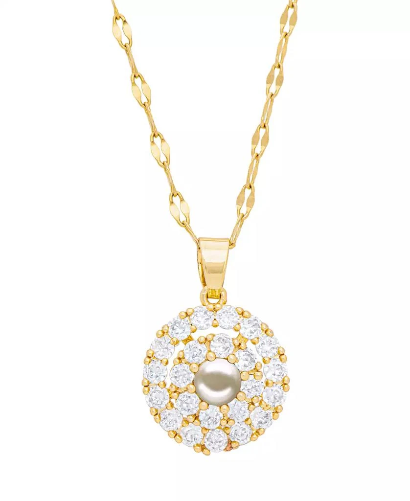 商品Macy's|Simulated Gemstone and Cubic Zirconia Spinner Pendant 18" Birthstone Necklace in 14K Gold Plate,价格¥179,第1张图片