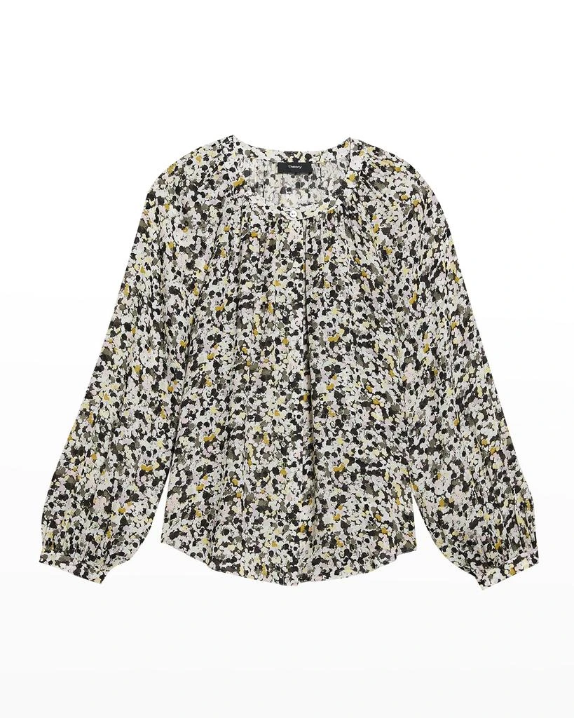 商品Theory|Ruched Silk Printed Blouse,价格¥828,第2张图片详细描述