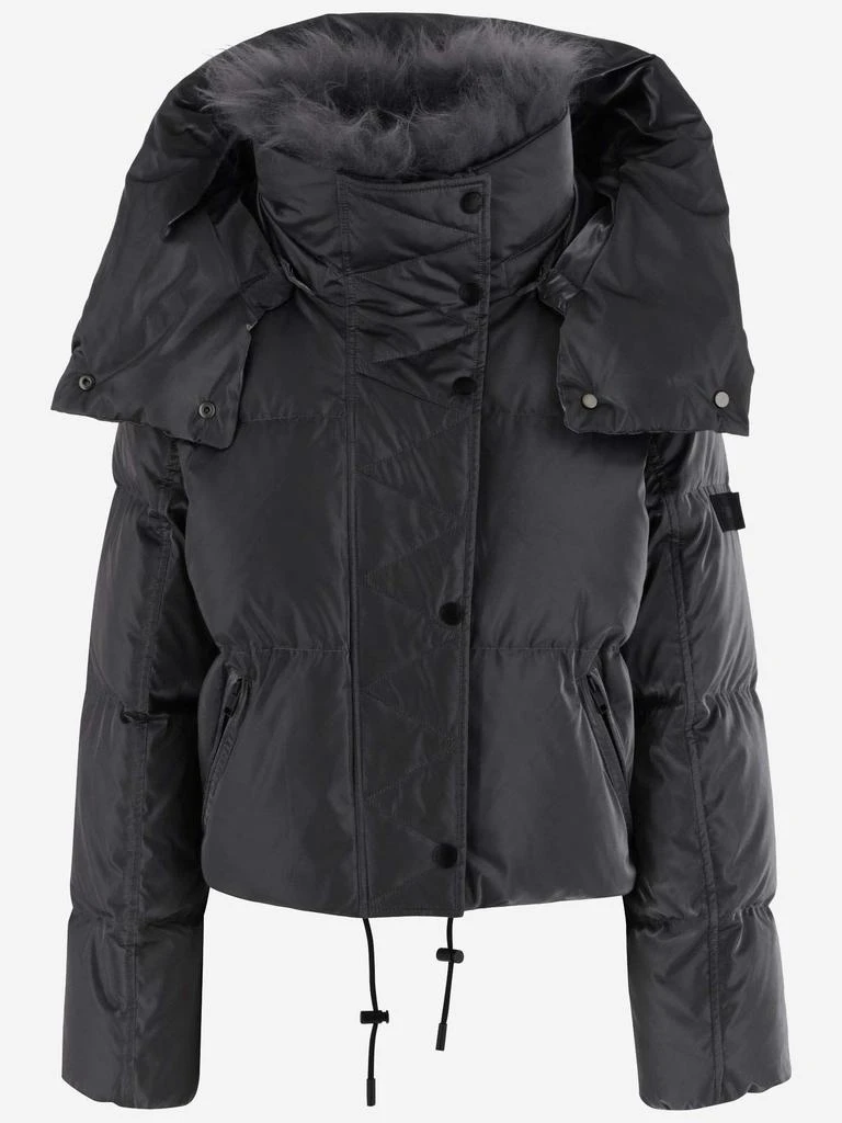 商品Yves Salomon|Shiny Technical Fabric Down Jacket With Lambswool Collar Profile,价格¥4948,第1张图片