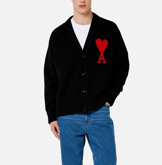 AMIPARIS 印花LOGO系扣长袖针织衫 男女同款 米白色黑色（香港仓发货） 商品