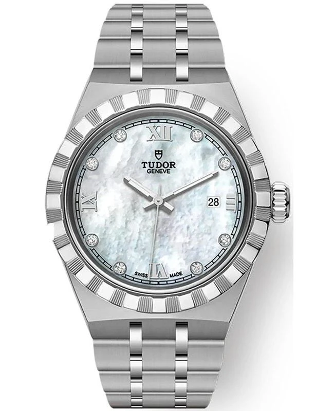 商品Tudor|Tudor Royal Mother of Pearl Diamond Dial Stainless Steel Unisex Watch M28300-0005,价格¥24313,第1张图片