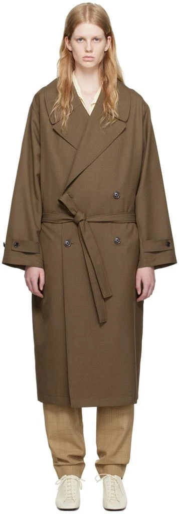 商品Lemaire|Brown Double-Breasted Trench Coat,价格¥4272,第1张图片