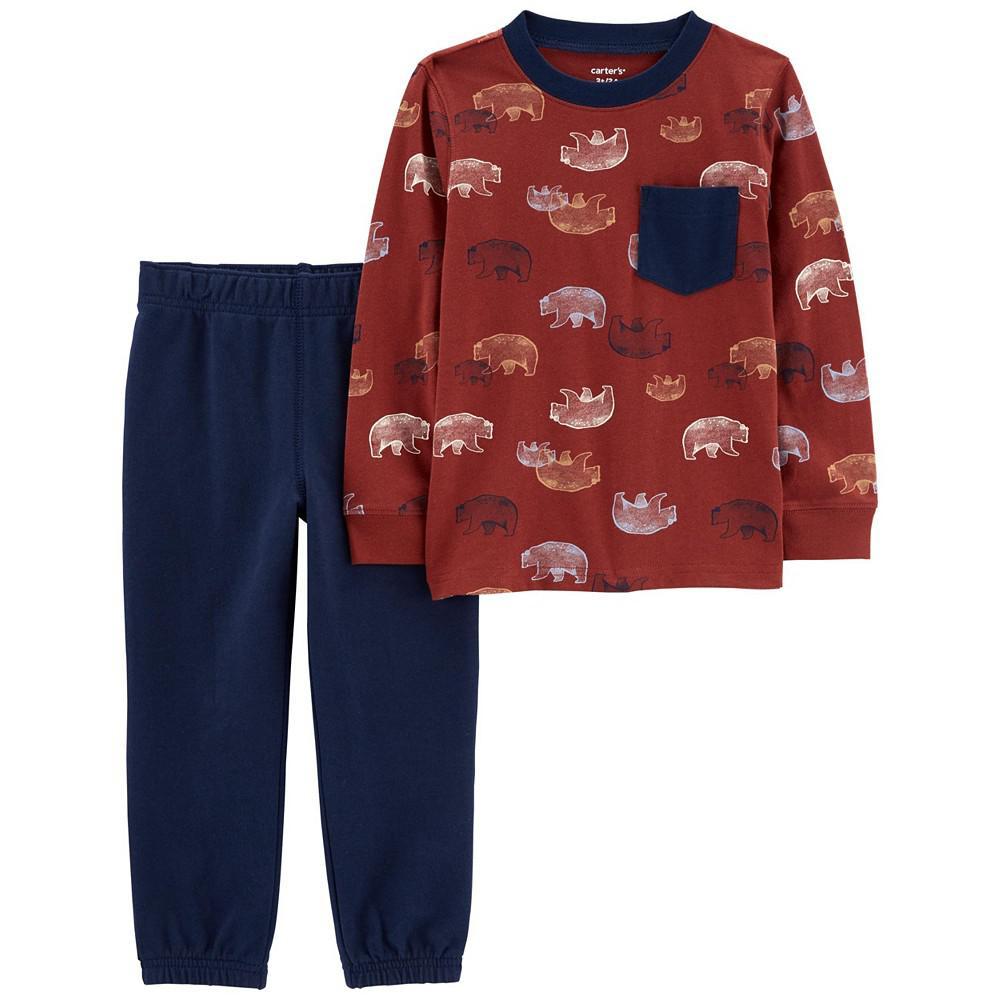 商品Carter's|Baby Boys Bear T-shirt and Joggers, 2 Piece Set,价格¥77,第1张图片