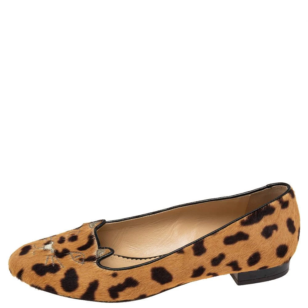 商品[二手商品] Charlotte Olympia| Charlotte Olympia Brown leopard Print  Cat Ballet Flats Size 37.5,价格¥936,第2张图片详细描述