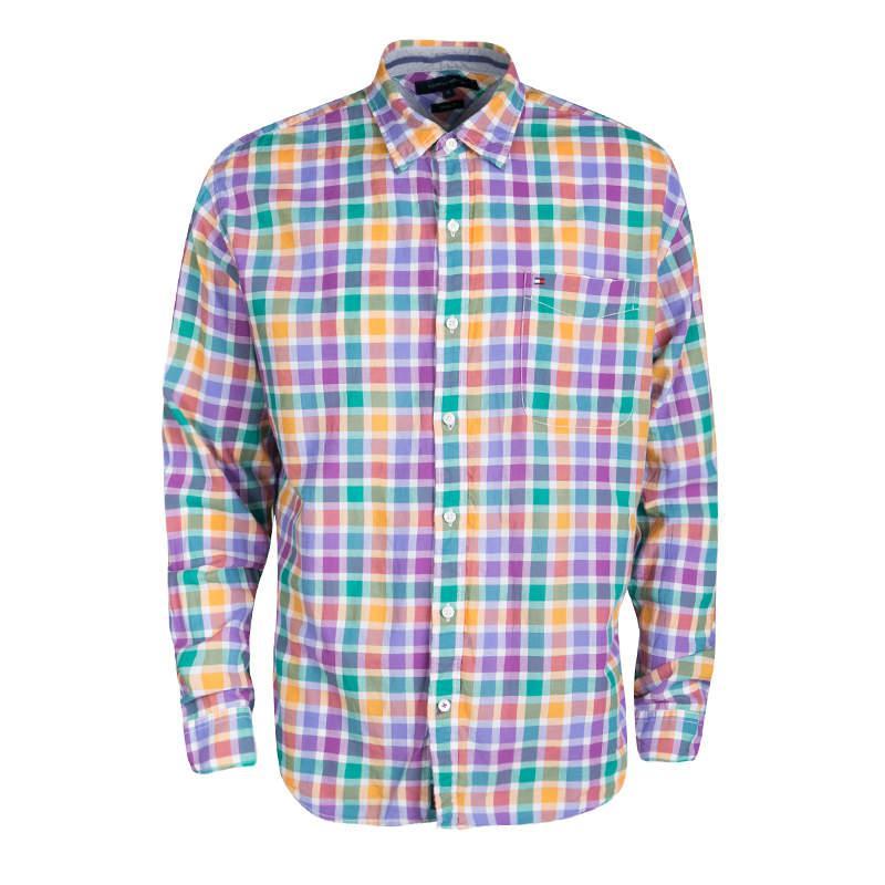 商品[二手商品] Tommy Hilfiger|Tommy Hilfiger Multicolor Checked Cotton Long Sleeve Vintage Fit Shirt XL,价格¥765,第1张图片