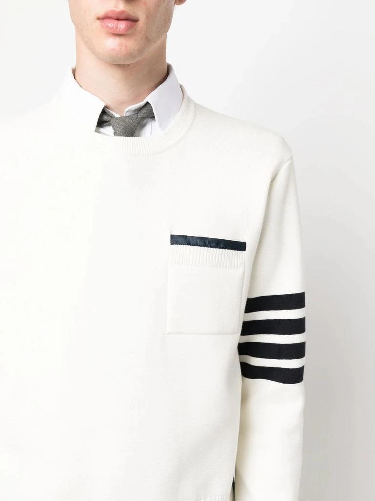 商品Thom Browne|THOM BROWNE MEN 4 BAR STRIPE FRONT POCKET CREWNECK PULLOVER,价格¥5134,第4张图片详细描述