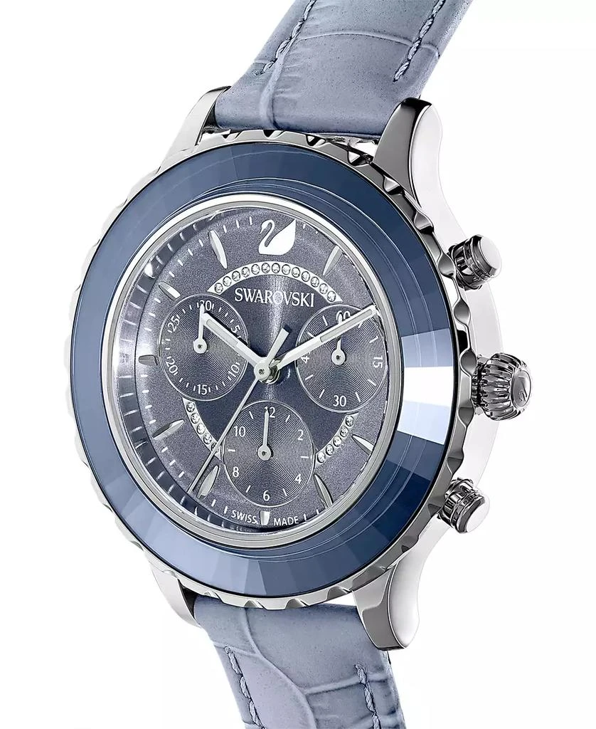 商品Swarovski|Women's Swiss Chronograph Octea Lux Blue Crocodile Leather Strap Watch 38mm,价格¥2249,第4张图片详细描述