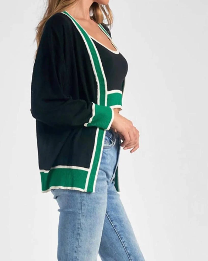 商品Elan|Collegiate Style Cardigan In Green/black,价格¥474,第2张图片详细描述