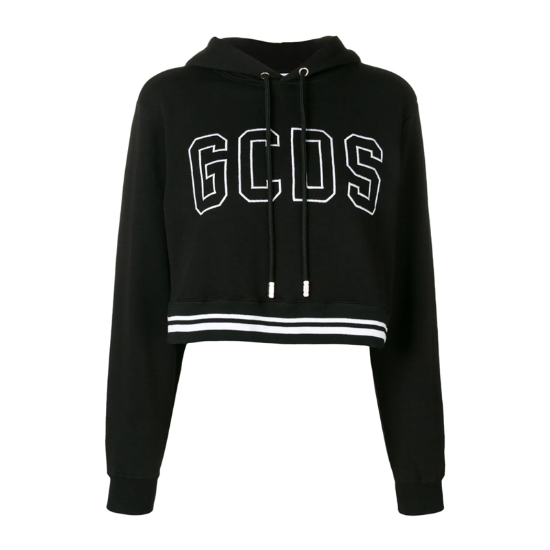 GCDS 女士黑色棉质卫衣 CC94W020071-BLACK商品第2张图片规格展示