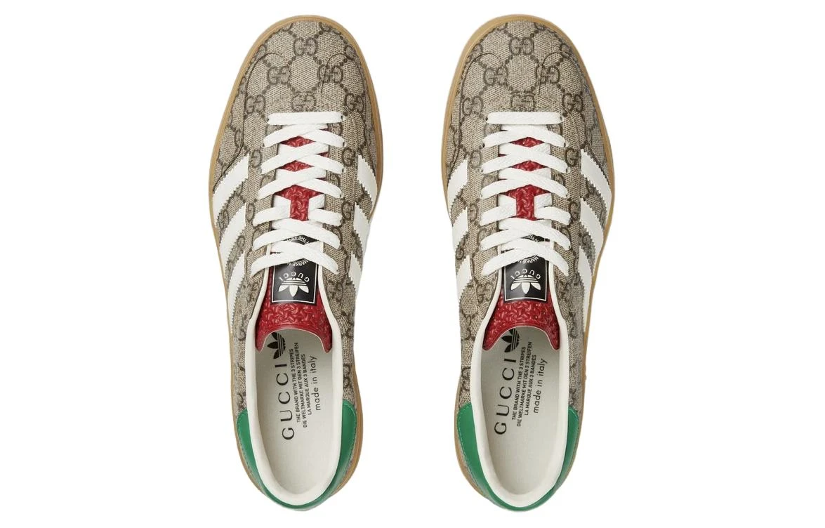 商品[国内直发] Gucci|adidas originals x 古驰 GAZELLE 帆布 低帮系带 德训鞋 时尚板鞋 男款 乌木色,价格¥5700,第4张图片详细描述