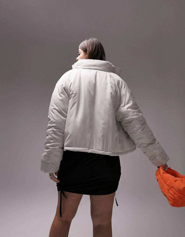 商品Topshop|Topshop Curve funnel neck puffer jacket in off white,价格¥255,第2张图片详细描述